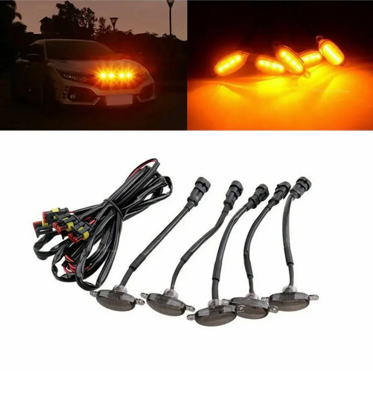 4 Pcs Universal Amber Color Grill Lights