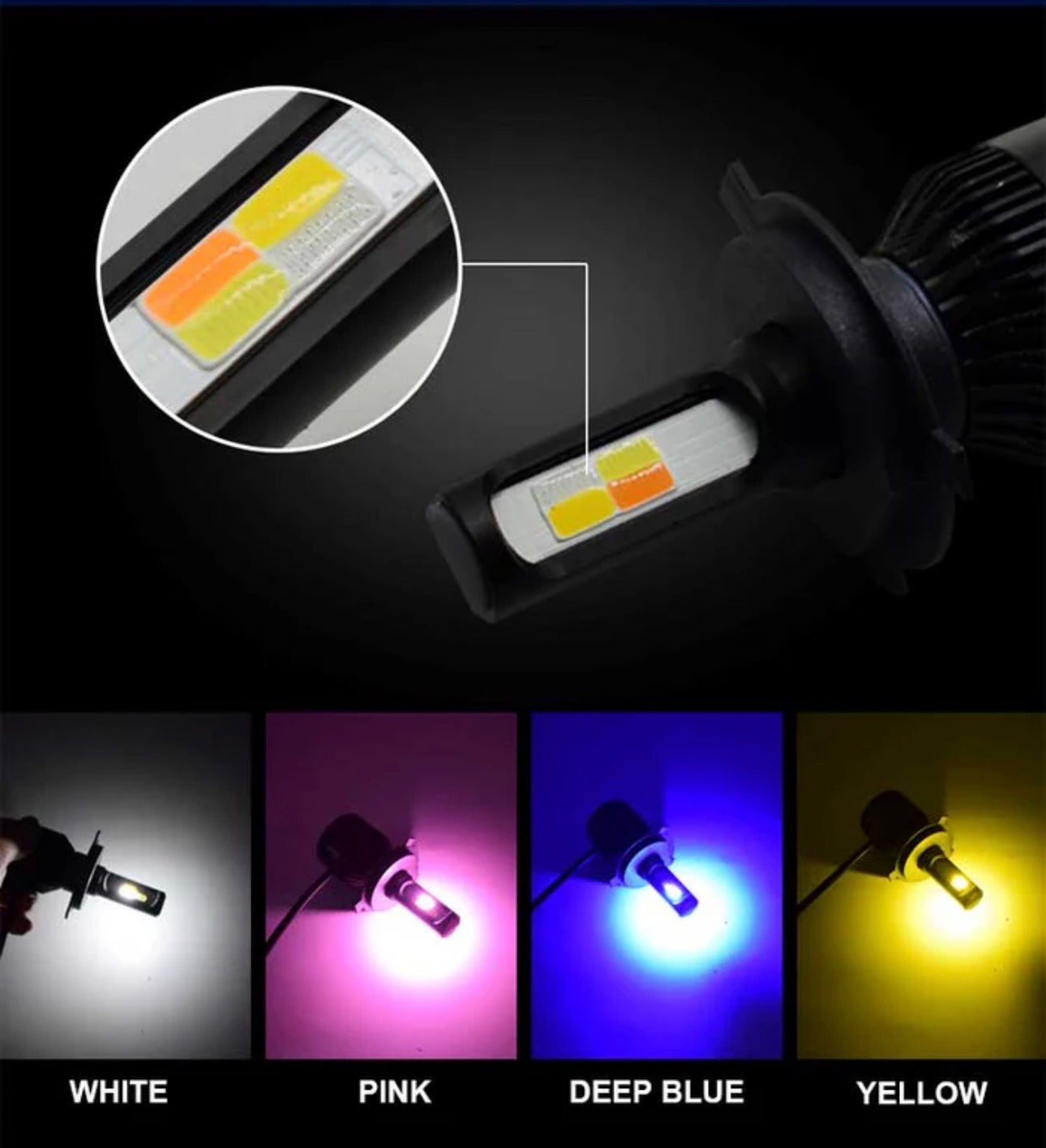Four Colors Switch Back Fog Led Light With Flash H11 - 2 PCs