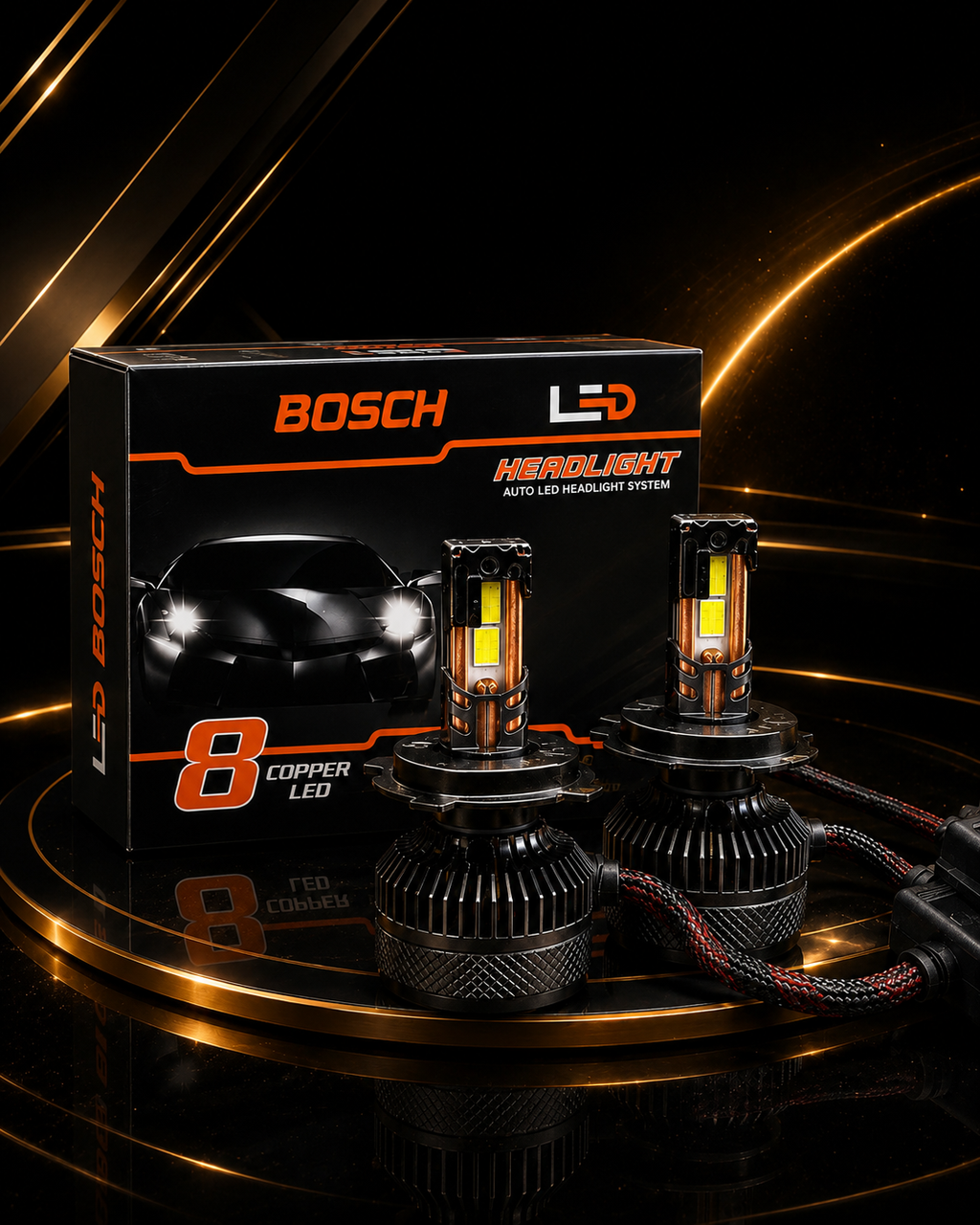 BOSCH 8 Copper LED Headlights – Pakistan’s Brightest 120000LM Car LEDs
